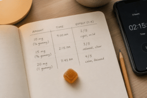 Intimate journal and gummy moment