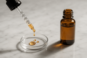 Serum drops on marble surface