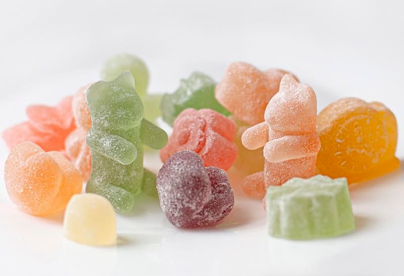 Assorted hemp-derived Delta-8 gummies, a popular bulk purchase