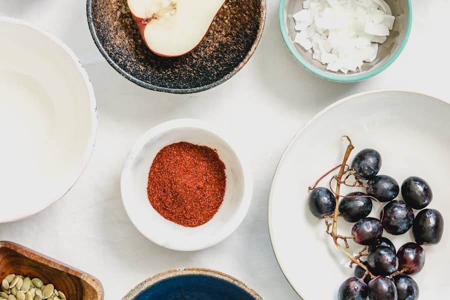 Bowls of spices and ingredients, the recipe idea behind a cannabinoid blend