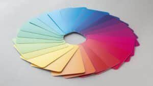 Color swatch wheel fanned out, a picture of how a cannabinoid blend is composed