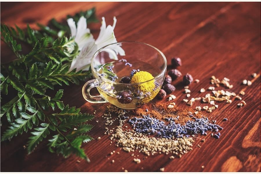 Cup of herbal tea in an evening wind-down routine where CBN products fit
