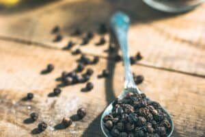 Spoonful of black peppercorns, the best-known source of the caryophyllene terpene