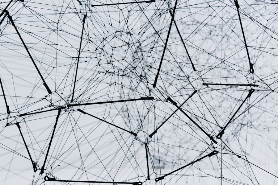 Abstract network of connected lines representing the endocannabinoid system