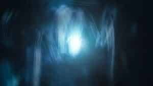 Abstract blue light glowing in darkness